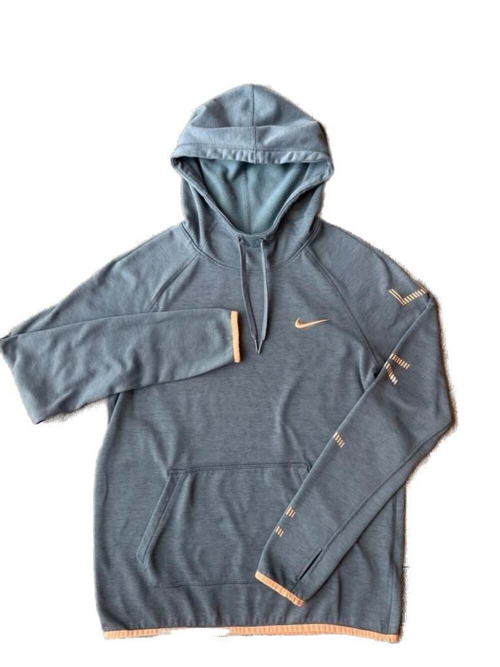 Nike Dri-FIT Woman’s Small Training Fall Hoodie Pullover Gray/Orange Thumbholes
